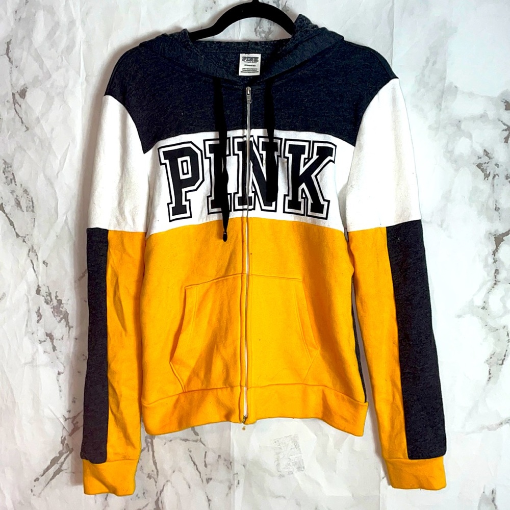 Victoria’s Secret pink yellow color block varsity jacket z10